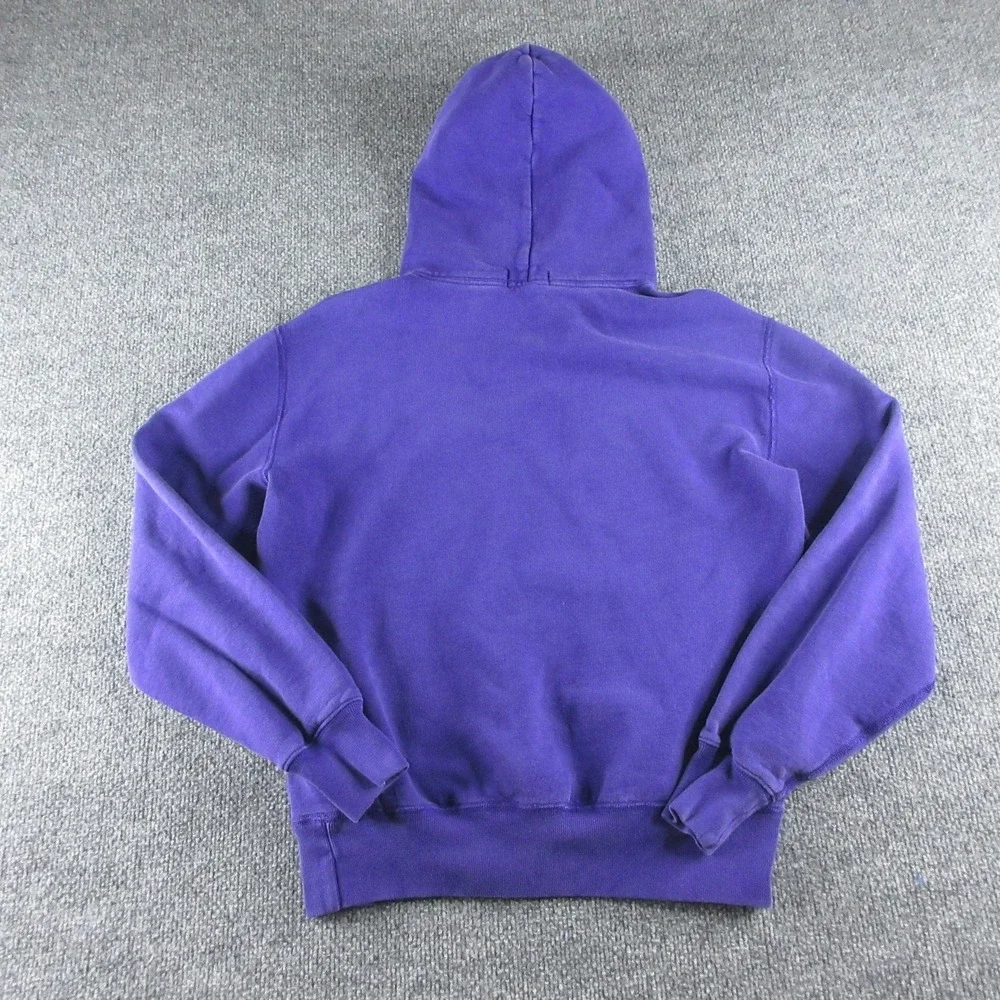 Polo Ralph Lauren Hoodie Mens Small Purple Pullover Fleece Pony Logo Flaw